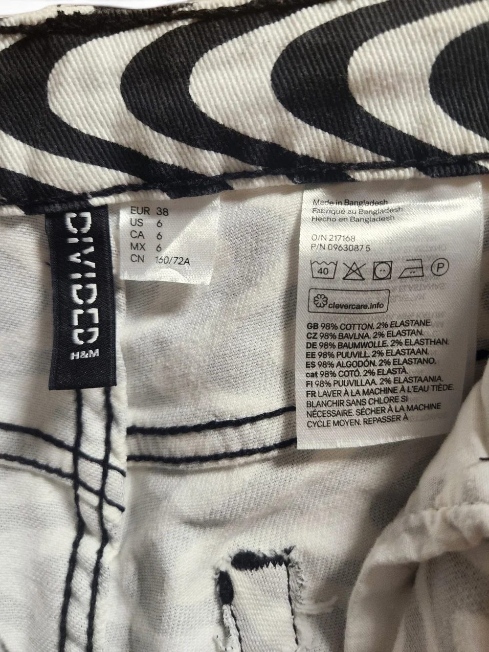 H&M Black and White Wavy Stripe Wide-Leg Pants